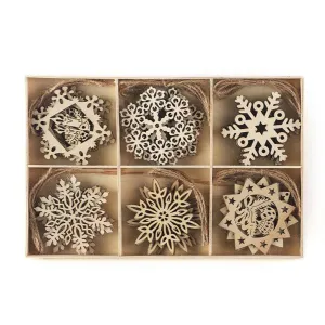 Poppy Crafts Wooden Ornaments Set - Christmas Collection - Festive Flakes