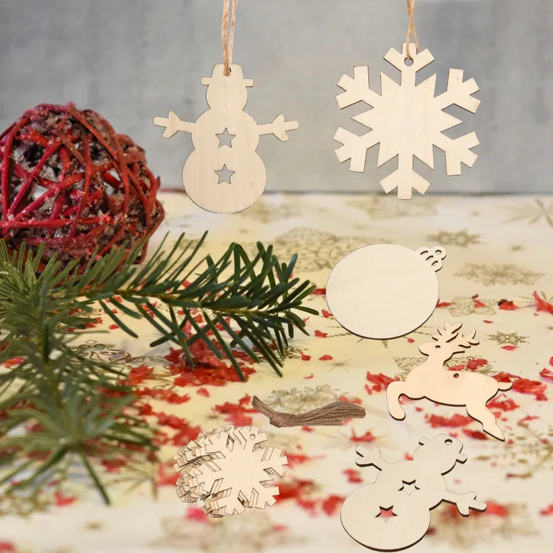 Poppy Crafts Wooden Ornaments Set - Christmas Collection - Round Bauble