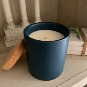 "Denim" Ceramic Jar Soy Candle - Choose your scent!