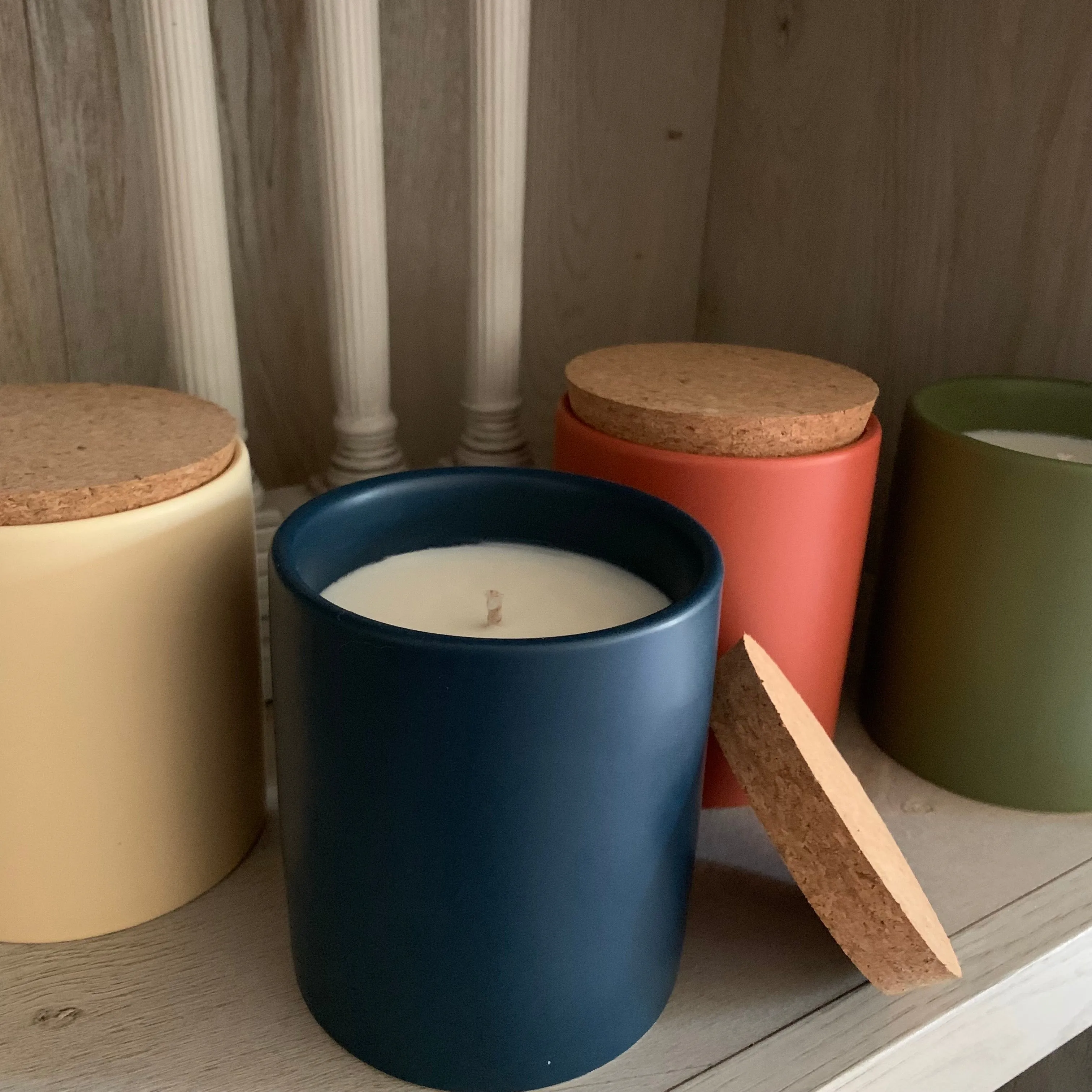 "Denim" Ceramic Jar Soy Candle - Choose your scent!