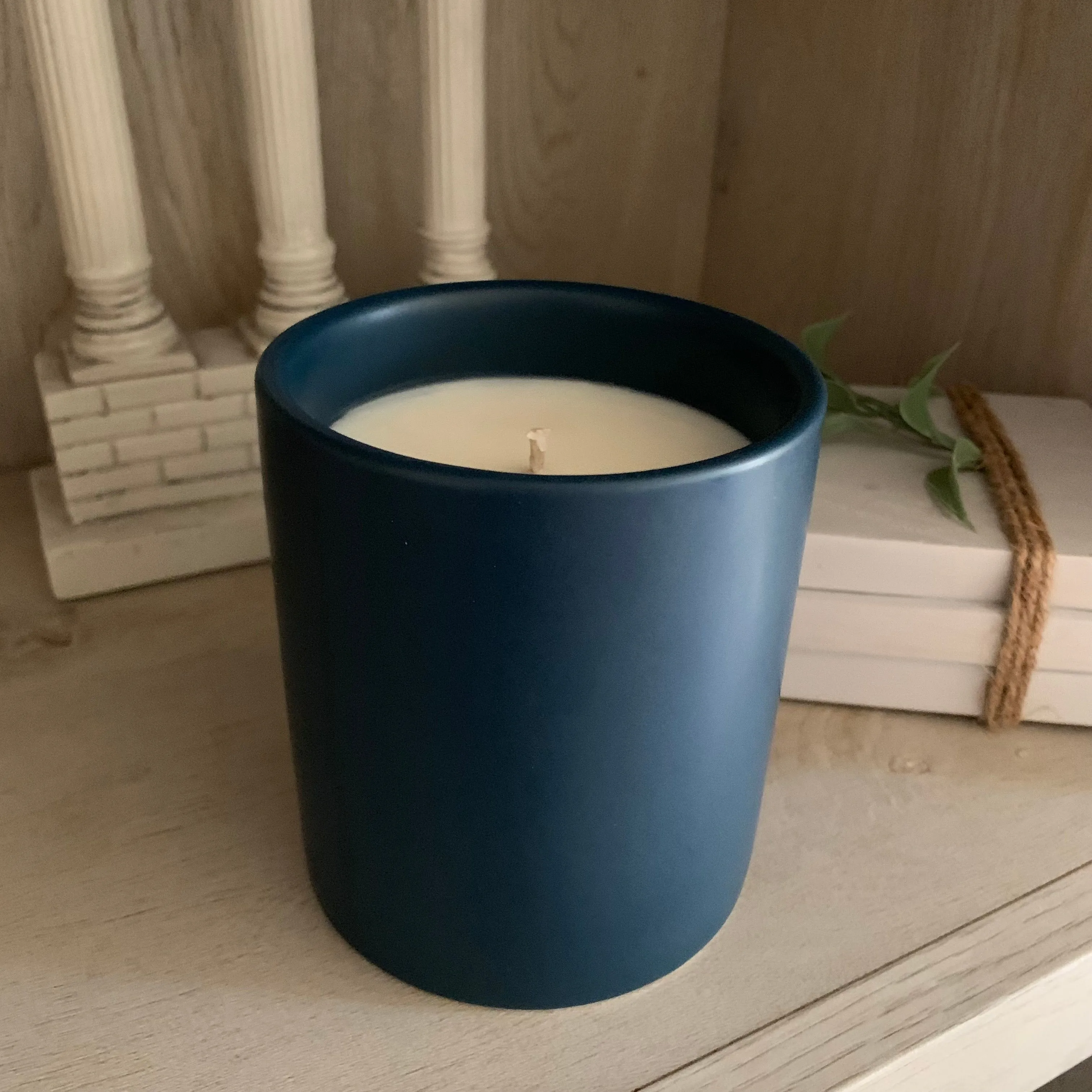 "Denim" Ceramic Jar Soy Candle - Choose your scent!