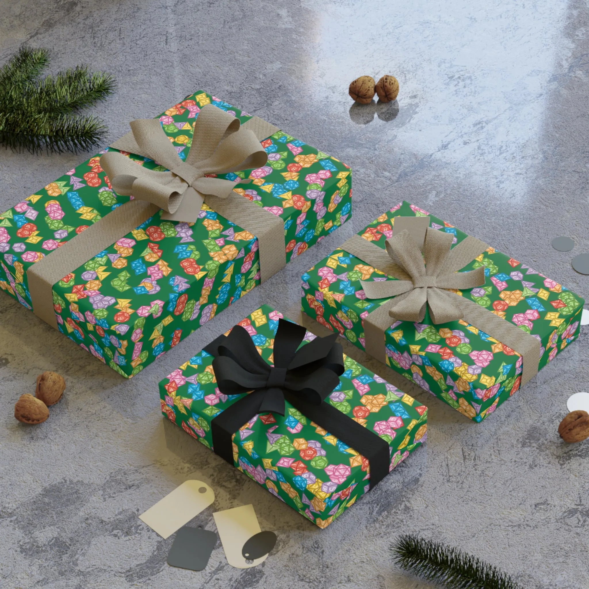 "Mega Dice Wrap" in Green - Wrapping Paper (2 sizes)