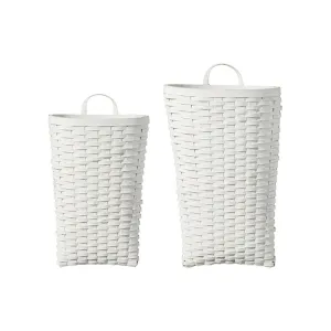 Raz Imports 2021 Holiday Homestead 22.5-inch White Wall Basket, Set of 2