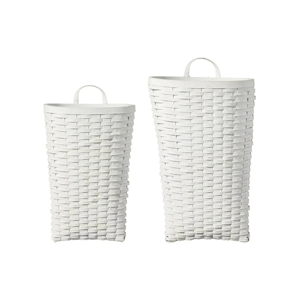 Raz Imports 2021 Holiday Homestead 22.5-inch White Wall Basket, Set of 2