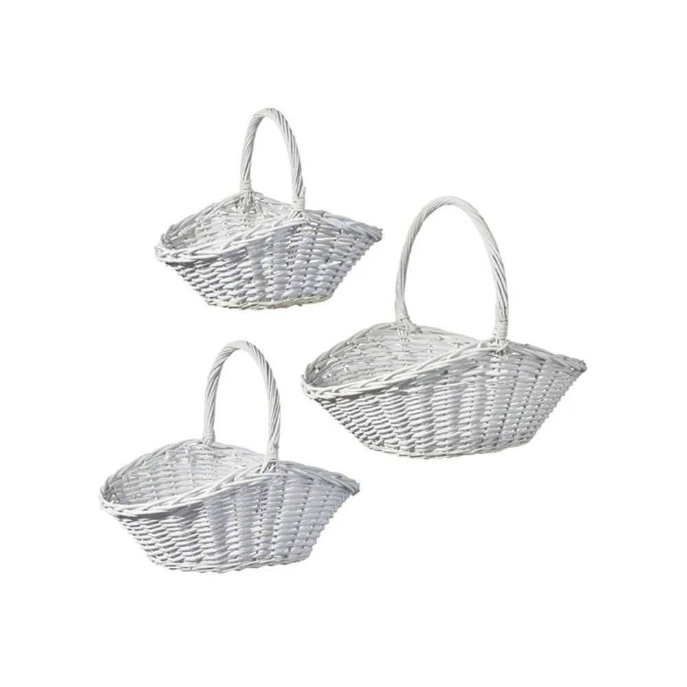 Raz Imports 2021 Holiday Homestead 24.25-inch White Basket, Set of 3