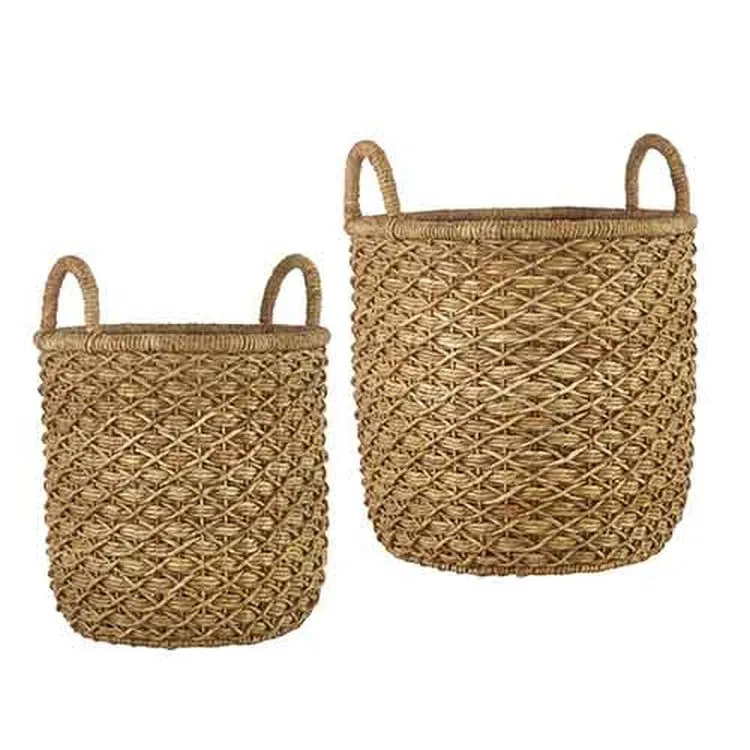 Raz Imports Natural Surroundings 22" Woven Handled Basket, Set of 2