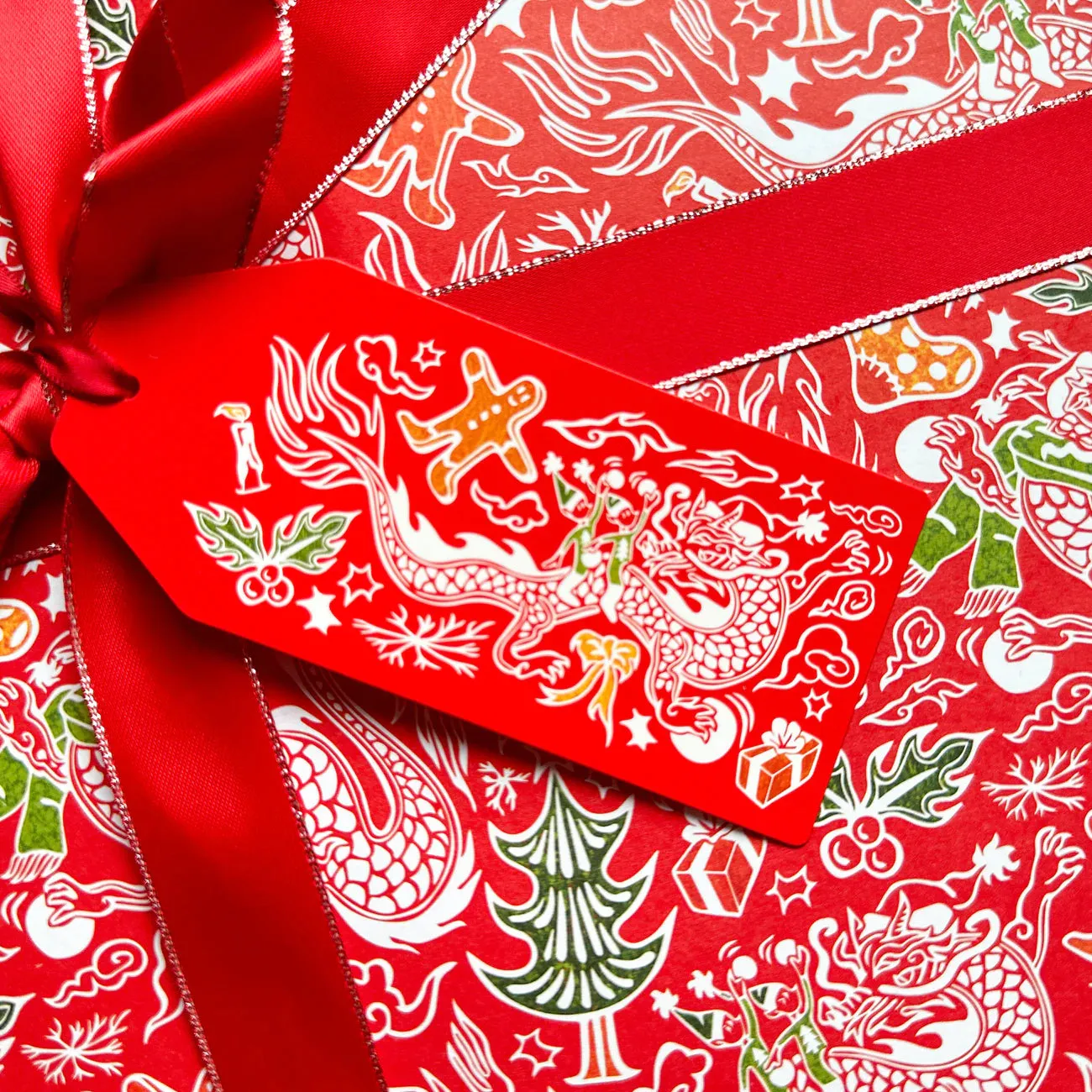  Red Festive Dragon  Gift Tag