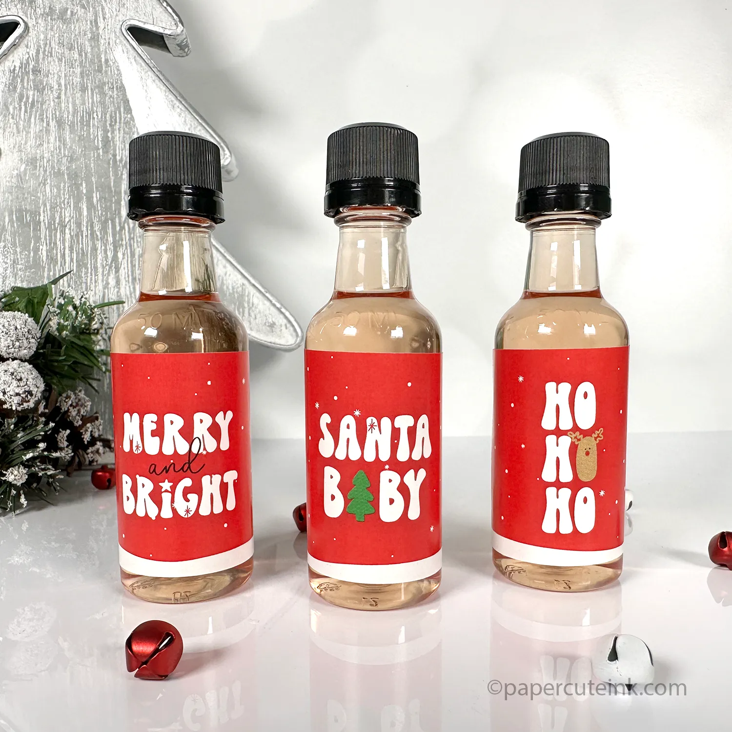 Santa Baby Holiday Liquor Bottle Labels, Set of 12 Labels