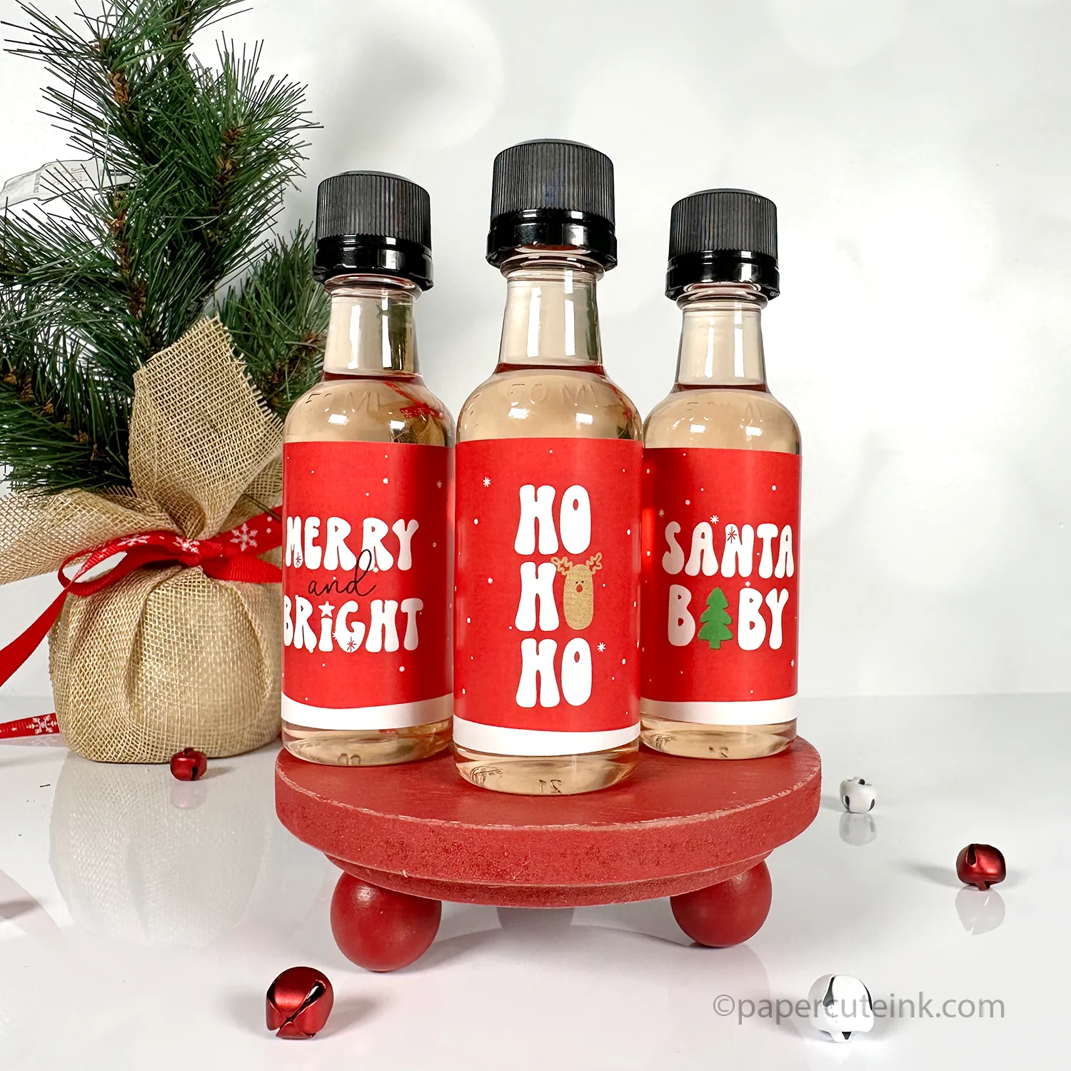 Santa Baby Holiday Liquor Bottle Labels, Set of 12 Labels