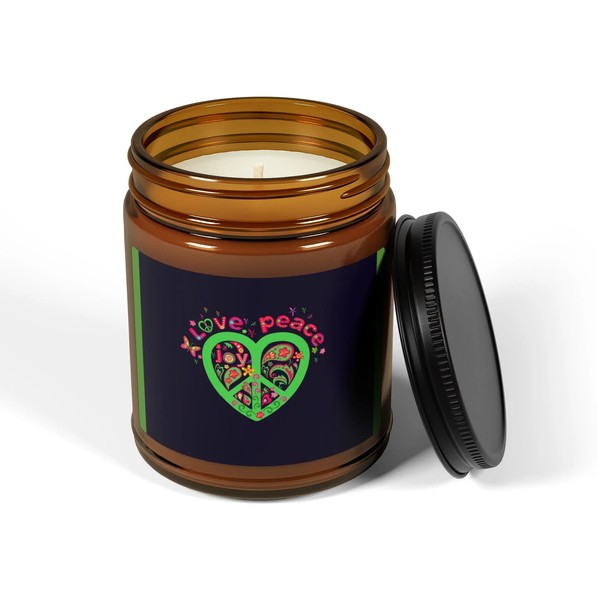 Scented Soy Candle (Multi-Size, Amber Jar) Peace