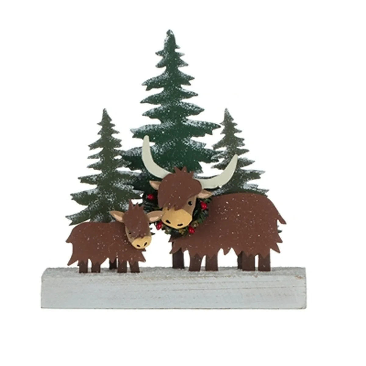 Shoeless Joe 16cm Winter Cow Christmas Scene on Block