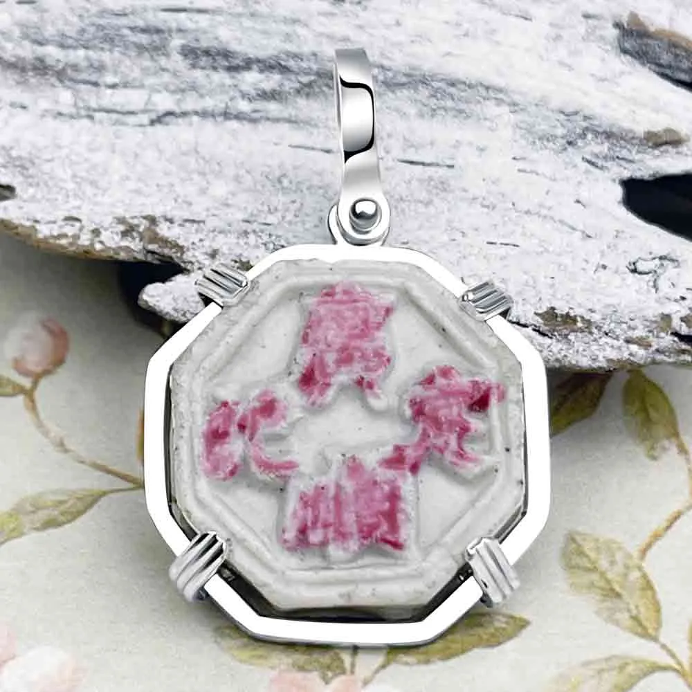 Siam Porcelain Gaming Token - from the Era of "The King & I" - Sterling Silver Pendant | Artifact #8097