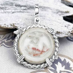 Siam Porcelain Gaming Token - from the Era of "The King & I" - Sterling Silver Pendant | Artifact #8099