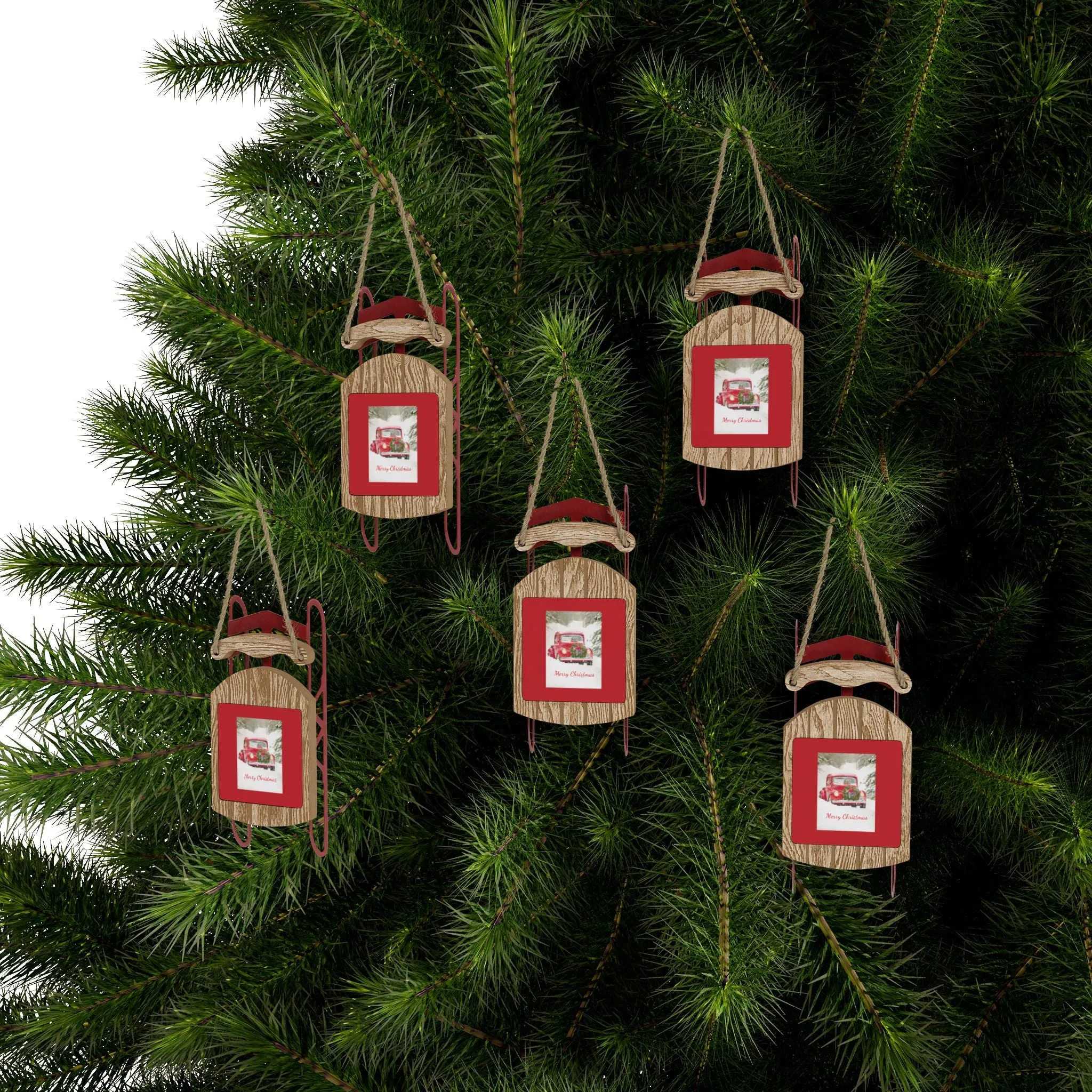 Sled Ornaments Merry Christmas