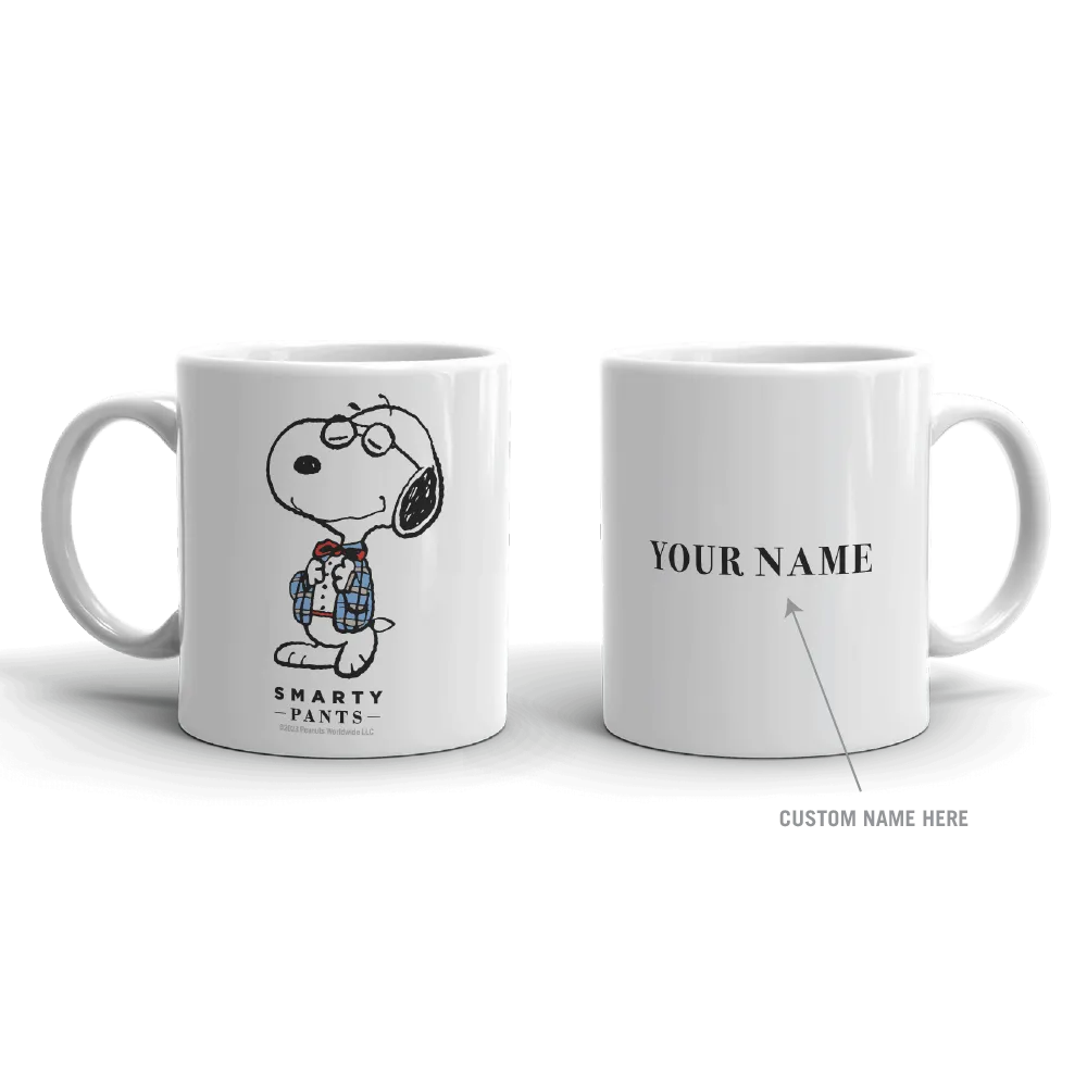 Snoopy Smarty Pants Personalized White Mug