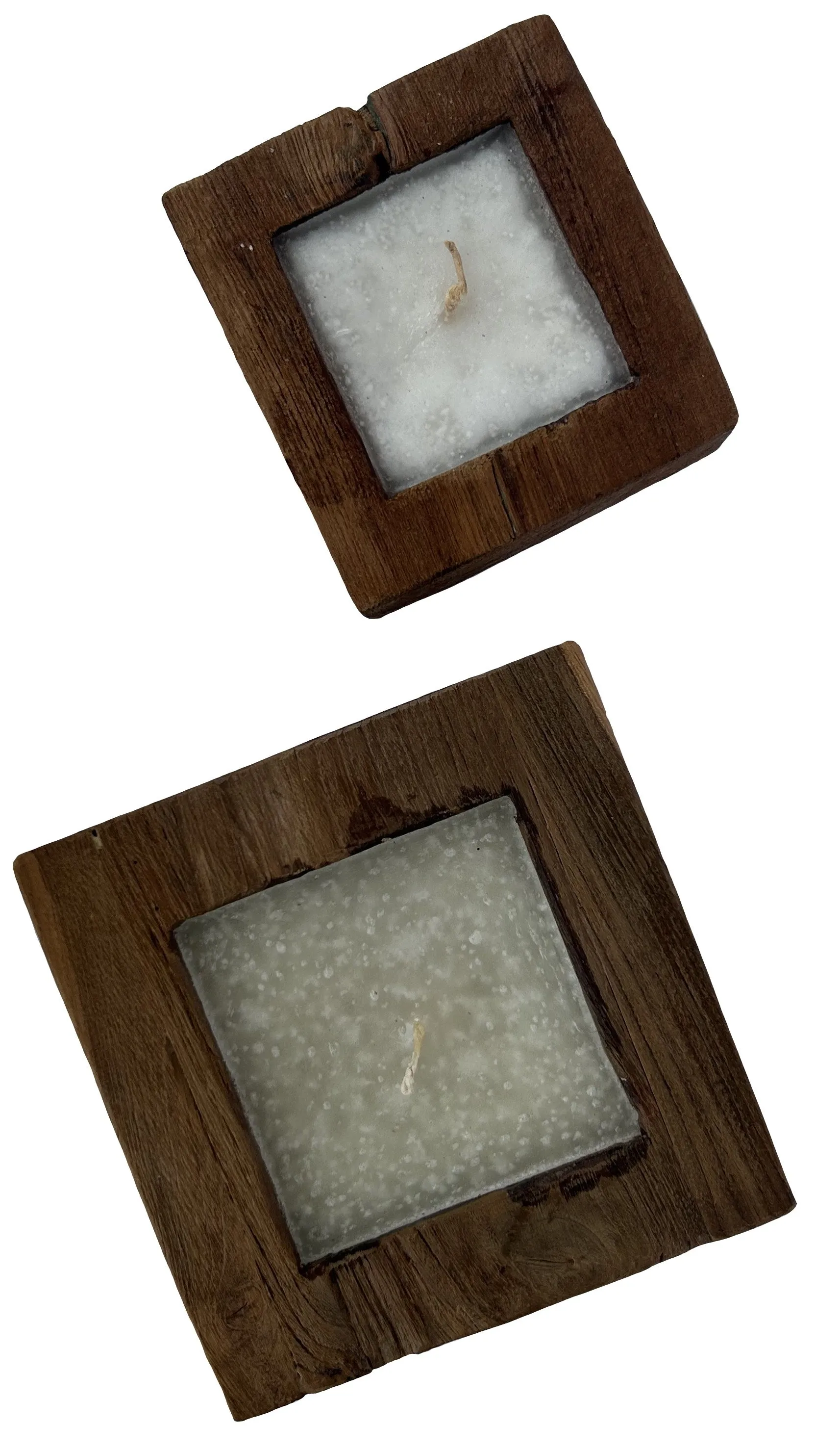 Teak Tabletop Square Candles- SM/LG