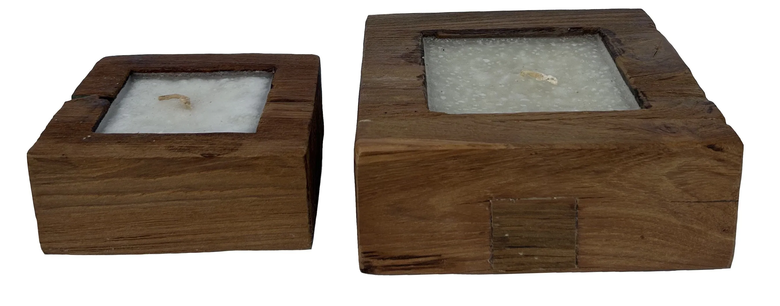 Teak Tabletop Square Candles- SM/LG