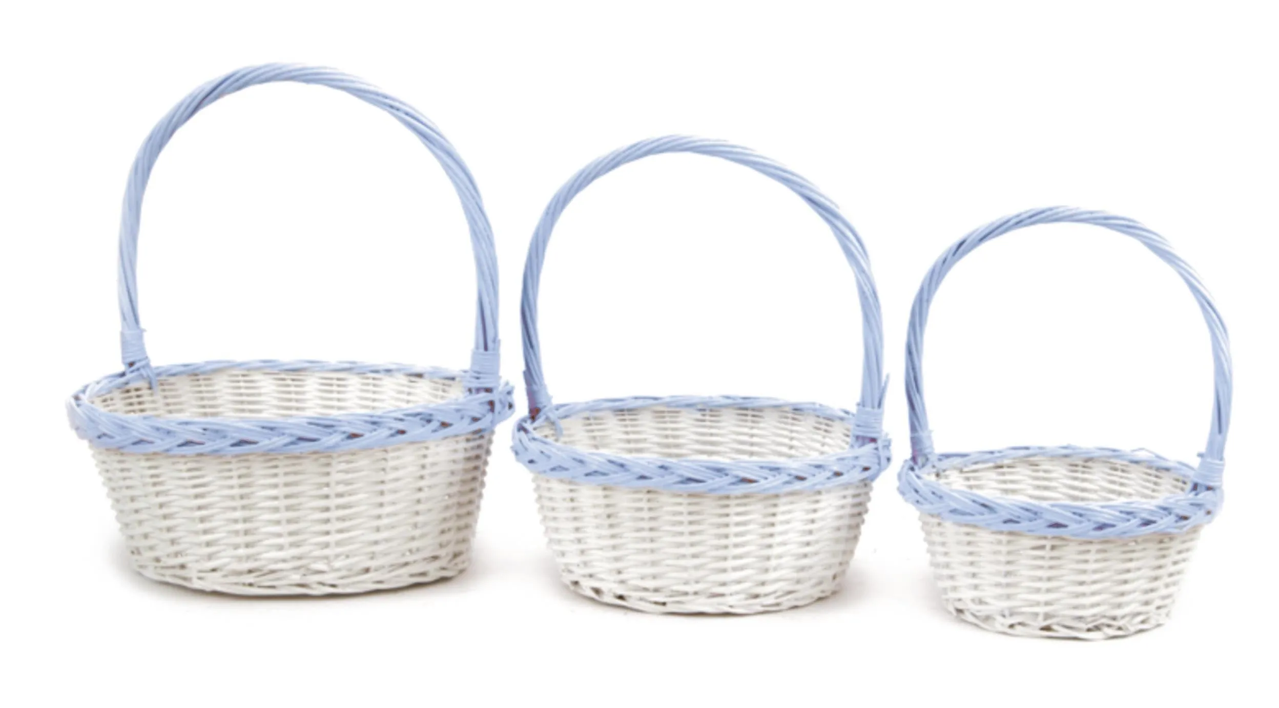 Twisted Rim Willow Easter Baskets - Blue