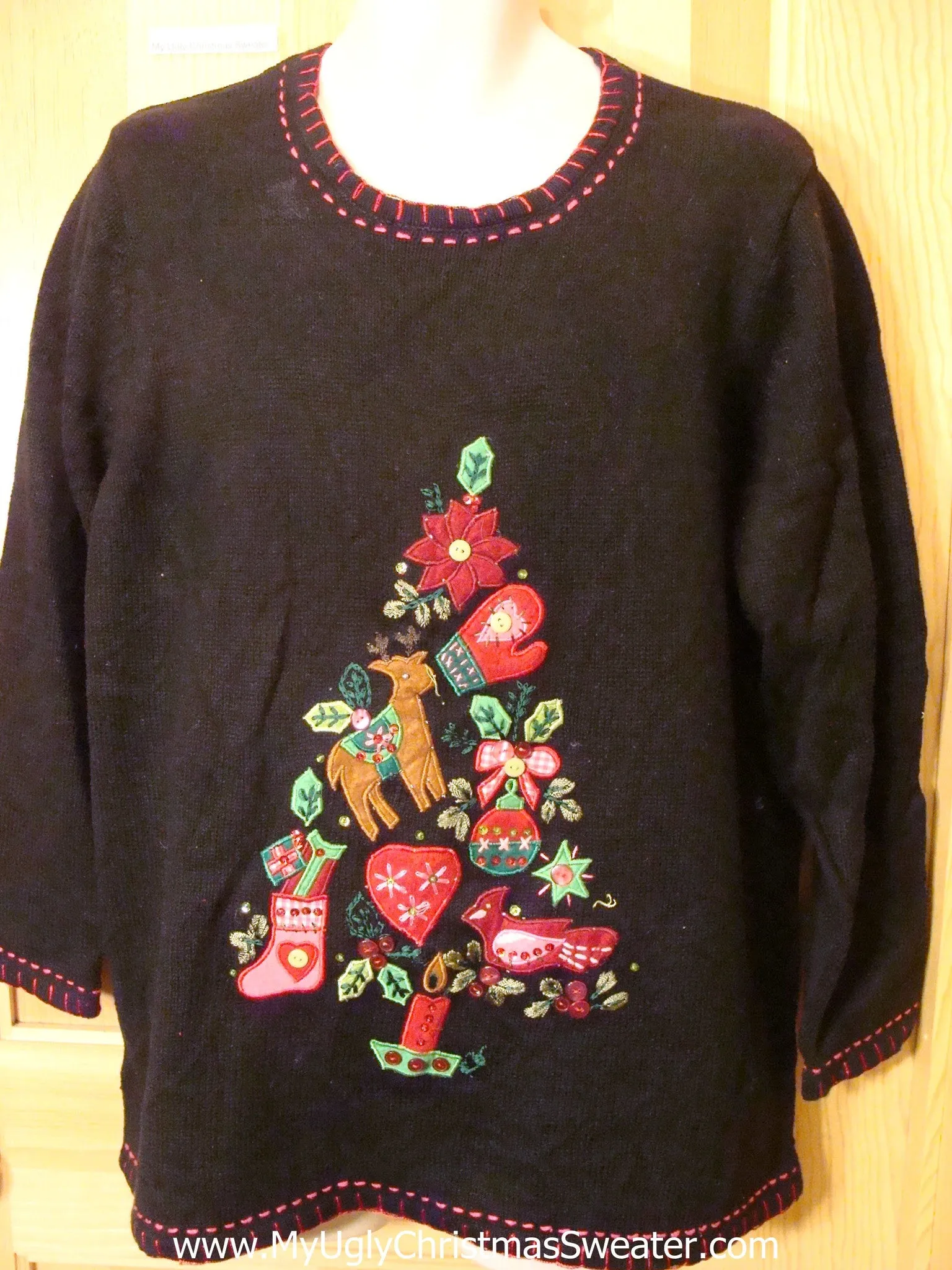 Ugly Christmas Sweater Two Sided Pullover with Tree