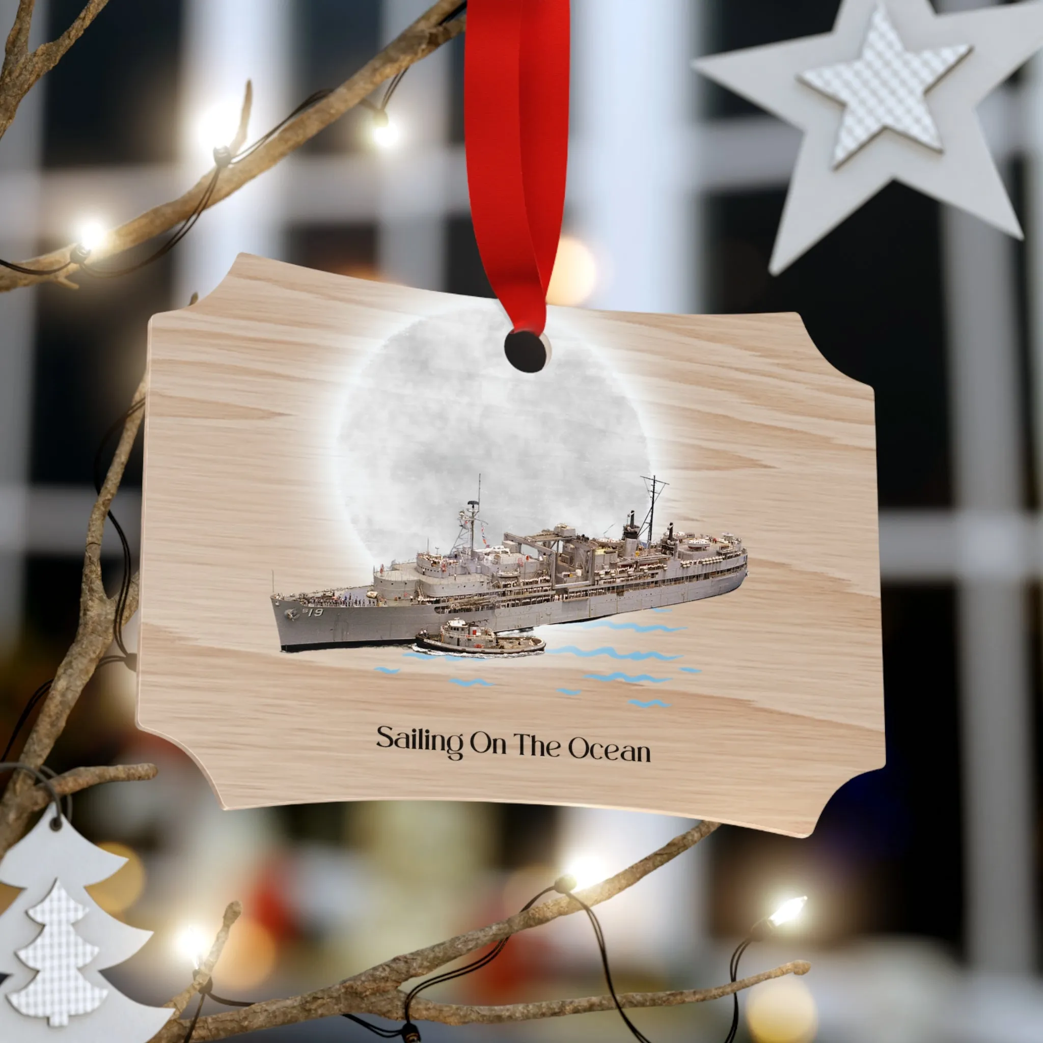 USS Tarawa LHA-1 POD Navy Ship  Plywood Ornaments (Round, Berlin)