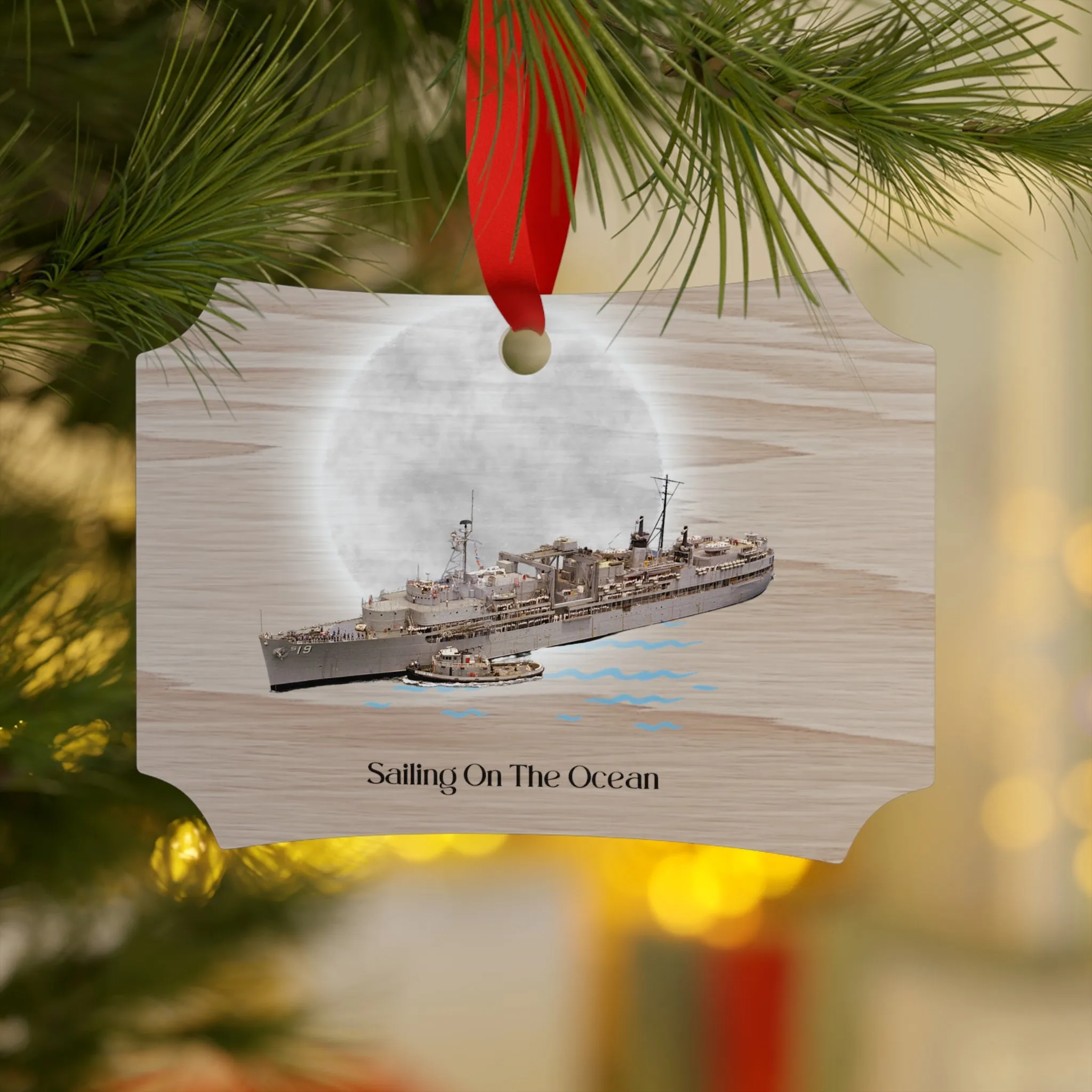 USS Tarawa LHA-1 POD Navy Ship  Plywood Ornaments (Round, Berlin)