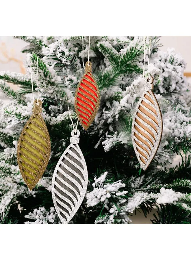 Wooden Christmas Ornaments – Set of 4 Rustic Hanging Decorations for Tree, Wall, Window, and Door, Perfect for Holiday Home Décor